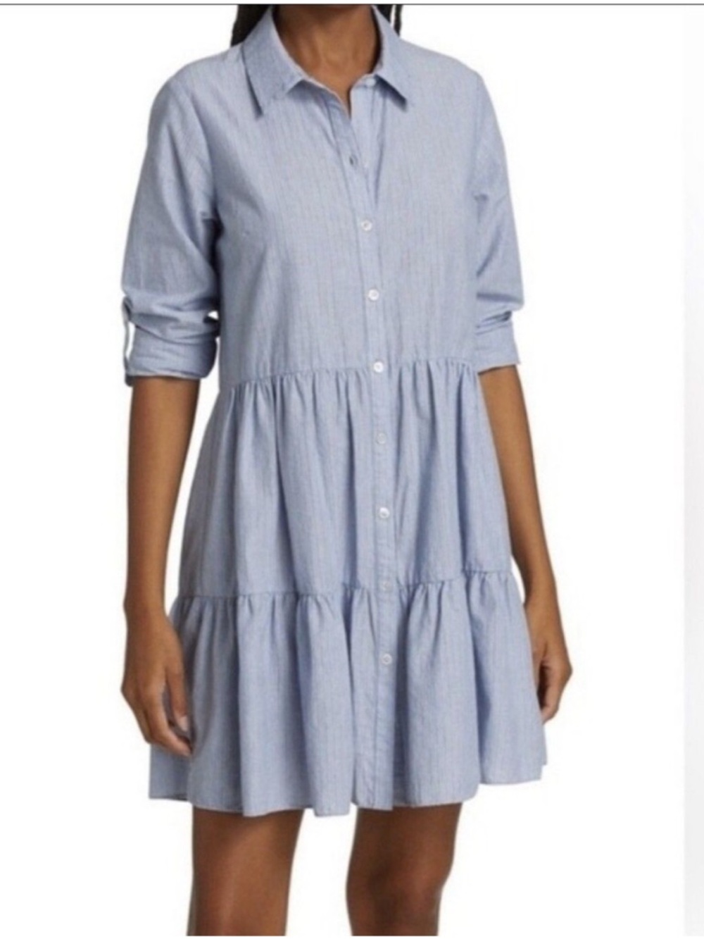 Veronica Beard Jemila Tiered Cotton Shirt Dress